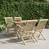 vidaXL 5-tlg. Garten-Essgruppe Grau Massivholz Teak