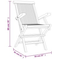 vidaXL 5-tlg. Garten-Essgruppe Grau Massivholz Teak