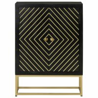 vidaXL Sideboard mit 2 Türen Schwarz Gold 55x30x75...