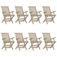 vidaXL Gartenst&uuml;hle 8 Stk. Klappbar Grau 56x61x89 cm Massivholz Teak