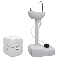 vidaXL Tragbare Campingtoilette mit Waschbecken