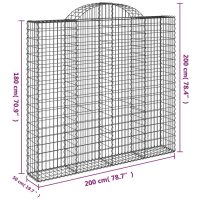 vidaXL Gabionen mit Hochbogen 7 Stk. 200x50x180/200cm Verzinktes Eisen