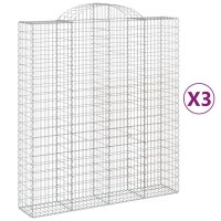 vidaXL Gabionen mit Hochbogen 3 Stk. 200x50x220/240cm Verzinktes Eisen