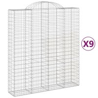 vidaXL Gabionen mit Hochbogen 9 Stk. 200x50x220/240cm...