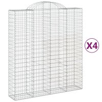 vidaXL Gabionen mit Hochbogen 4 Stk. 200x50x220/240cm Verzinktes Eisen