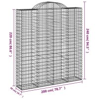 vidaXL Gabionen mit Hochbogen 5 Stk. 200x50x220/240cm Verzinktes Eisen