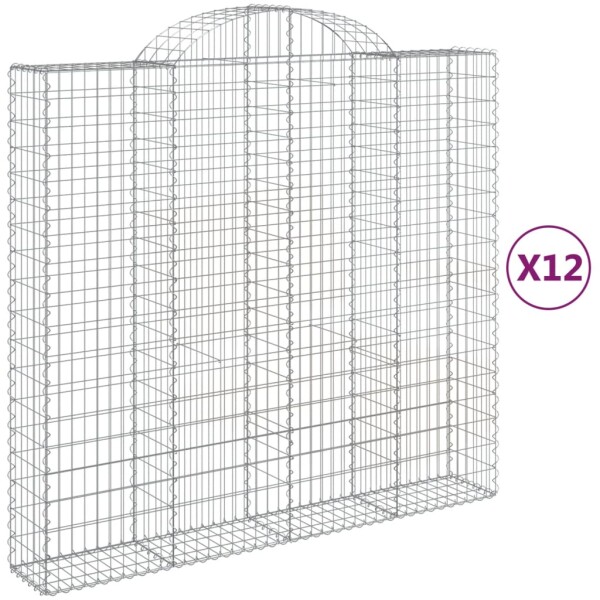 vidaXL Gabionen mit Hochbogen 12Stk. 200x50x180/200cm Verzinktes Eisen