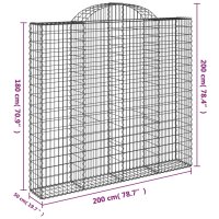 vidaXL Gabionen mit Hochbogen 12Stk. 200x50x180/200cm Verzinktes Eisen