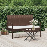 vidaXL Gartenbank mit Kissen Braun 105 cm Poly Rattan