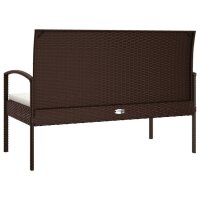 vidaXL Gartenbank mit Kissen Braun 105 cm Poly Rattan