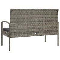 vidaXL Gartenbank mit Kissen Grau 105 cm Poly Rattan