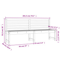 vidaXL Gartenbank Schwarz 201,5 cm Massivholz Kiefer