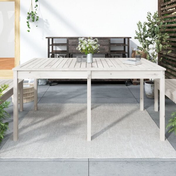 vidaXL Gartentisch Wei&szlig; 159,5x82,5x76 cm Massivholz Kiefer