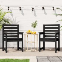 vidaXL Gartenst&uuml;hle 2 Stk. Schwarz 60x48x91 cm Massivholz Kiefer