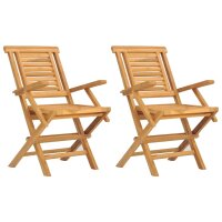 vidaXL Gartenst&uuml;hle 2 Stk. Klappbar 56x63x90 cm Massivholz Teak