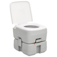 vidaXL Camping-Toilette Tragbar Grau und Wei&szlig; 15+10 L HDPE