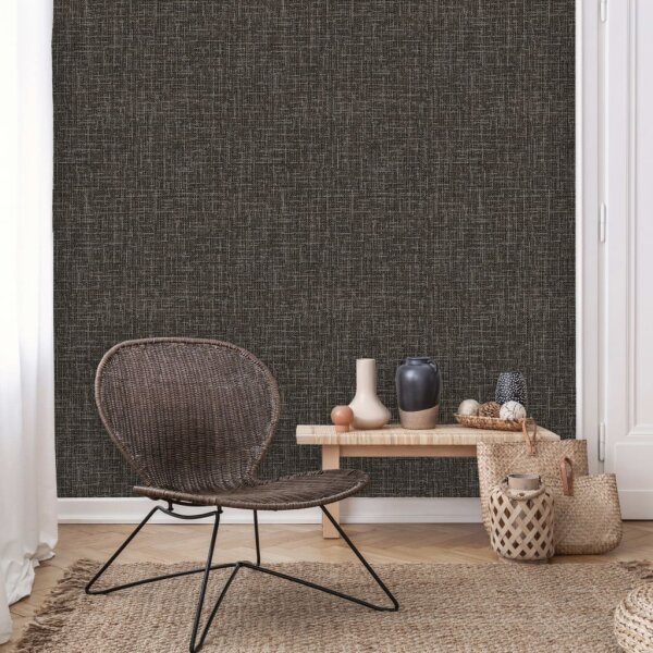 DUTCH WALLCOVERINGS Tapete Fadenmuster Schwarz