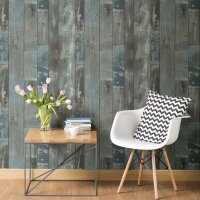 DUTCH WALLCOVERINGS Tapete Holz-Optik Graublau