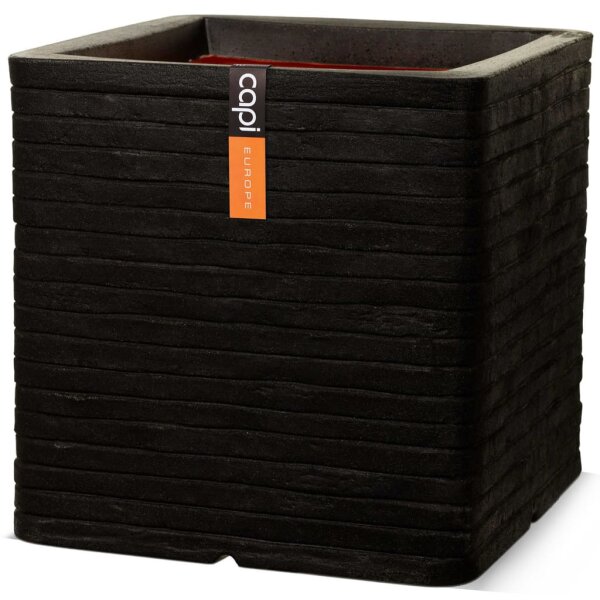 Capi Blumentopf Nature Row Quadratisch 40 x 40 cm Schwarz KBLRO903