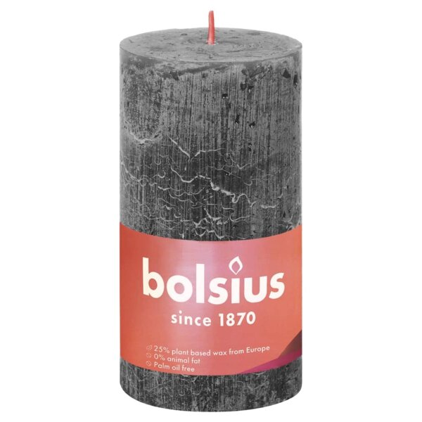 Bolsius Rustikale Stumpenkerzen Shine 4 Stk. 130x68 mm Sturmgrau