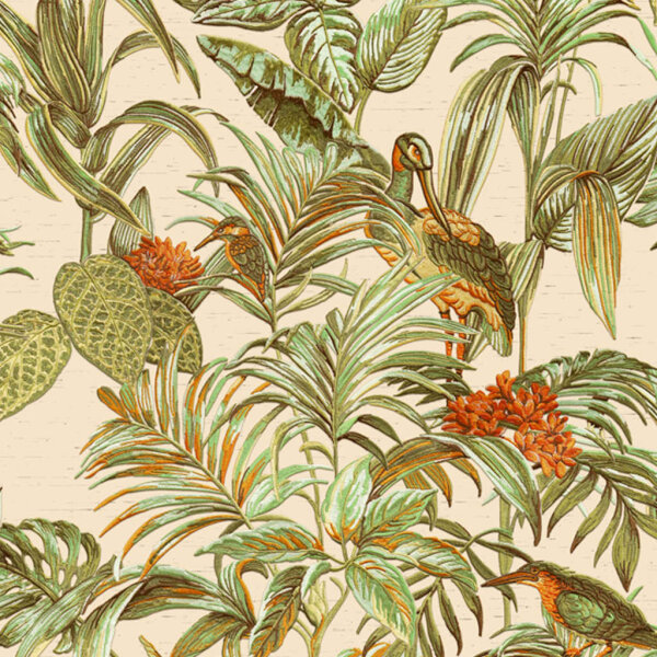 DUTCH WALLCOVERINGS Tapete Bird-of-Paradise Gr&uuml;n