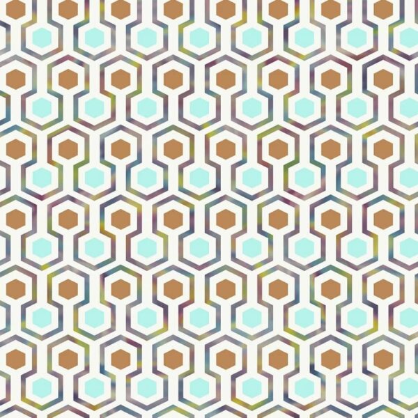 Good Vibes Tapete Hexagon Pattern Gr&uuml;n und Orange