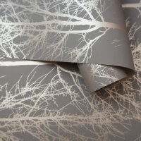 DUTCH WALLCOVERINGS Tapete Rhea Trees Grau und Rotgolden