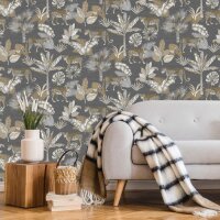 DUTCH WALLCOVERINGS Tapete Leoparden-Motiv Grau und Beige