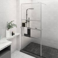 WOWONA Duschwand mit Ablage f&uuml;r Walk-In-Dusche Chrom 100x195 cm ESG