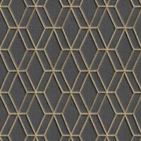 DUTCH WALLCOVERINGS Tapete Sechseckmuster Schwarz und Golden