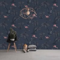 DUTCH WALLCOVERINGS Tapete Flamingo Benzin Blau