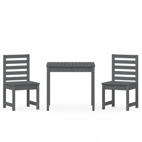 vidaXL 3-tlg. Garten-Bistro-Set Grau Massivholz Kiefer