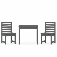 vidaXL 3-tlg. Garten-Bistro-Set Grau Massivholz Kiefer