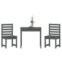 vidaXL 3-tlg. Garten-Bistro-Set Grau Massivholz Kiefer