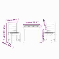 vidaXL 3-tlg. Garten-Bistro-Set Grau Massivholz Kiefer