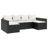 vidaXL 2-tlg. Garten-Lounge-Set mit Kissen Schwarz Poly Rattan