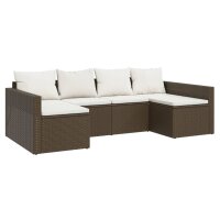 vidaXL 2-tlg. Garten-Lounge-Set mit Kissen Braun Poly Rattan