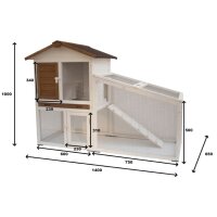 @Pet Kaninchenstall Tommy Weiß und Braun 140x65x100...