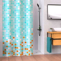 EISL Duschvorhang Blau/Orange Mosaikmuster 200x180x0,2 cm