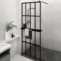 vidaXL Duschwand mit Ablage f&uuml;r Walk-In-Dusche Schwarz 80x195 cm ESG