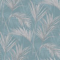 DUTCH WALLCOVERINGS Tapete Palmwedel Blau und Grau