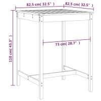 vidaXL Gartentisch Honigbraun 82,5x82,5x110 cm Massivholz Kiefer