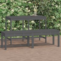 vidaXL Gartenbank 2-Sitzer Grau 159,5x44x45 cm Massivholz...