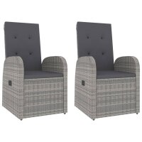 vidaXL 3-tlg. Garten-Lounge-Set Grau Poly Rattan &amp; Massivholz Akazie