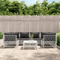 vidaXL 7-tlg. Garten-Lounge-Set mit Kissen Wei&szlig; Stahl