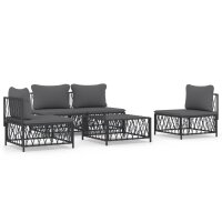 vidaXL 5-tlg. Garten-Lounge-Set mit Kissen Anthrazit Stahl