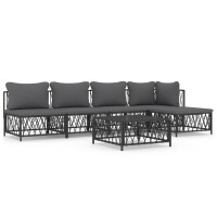 vidaXL 6-tlg. Garten-Lounge-Set mit Kissen Anthrazit Stahl