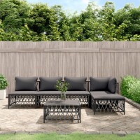 vidaXL 6-tlg. Garten-Lounge-Set mit Kissen Anthrazit Stahl