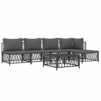 vidaXL 6-tlg. Garten-Lounge-Set mit Kissen Anthrazit Stahl