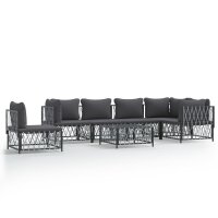 vidaXL 7-tlg. Garten-Lounge-Set mit Kissen Anthrazit Stahl